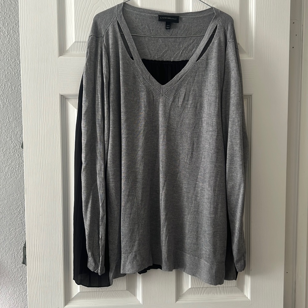 Lane Bryant Sweater with Pleated Shirt Detail